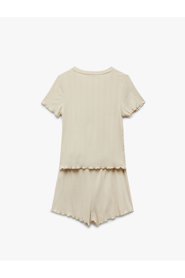 Modal Kumaş Ribanalı Kısa Kollu Şortlu Pijama Takımı - 4