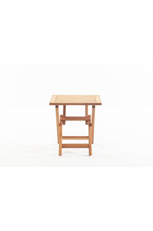 Truva 80x80 Cm Ahşap Iroko Katlanabilir Kare Bahçe-Balkon-Teras Masası - 4