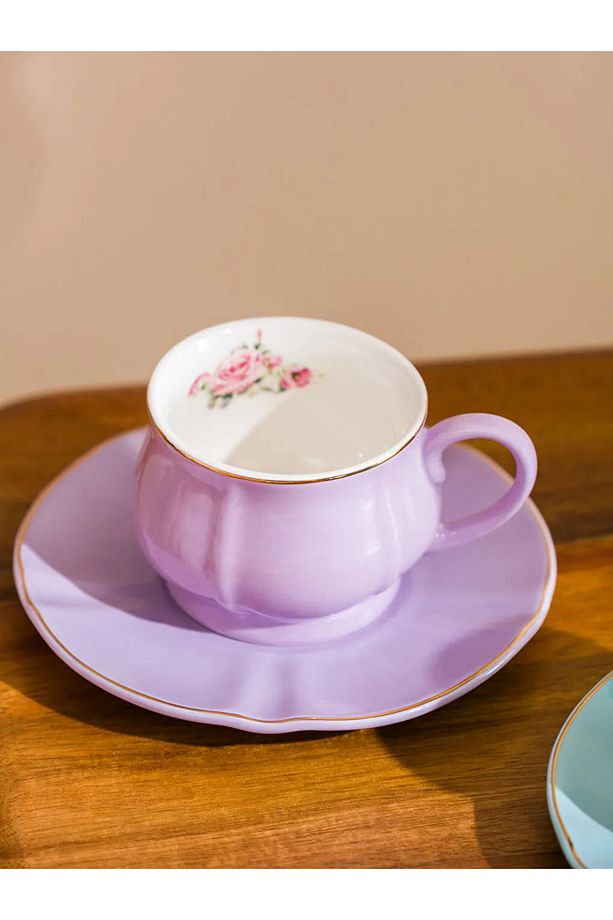 LCW HOME Lila Çiçekli Porselen 2 Kişilik Kahve Fincan Takımı 90 ml - 3