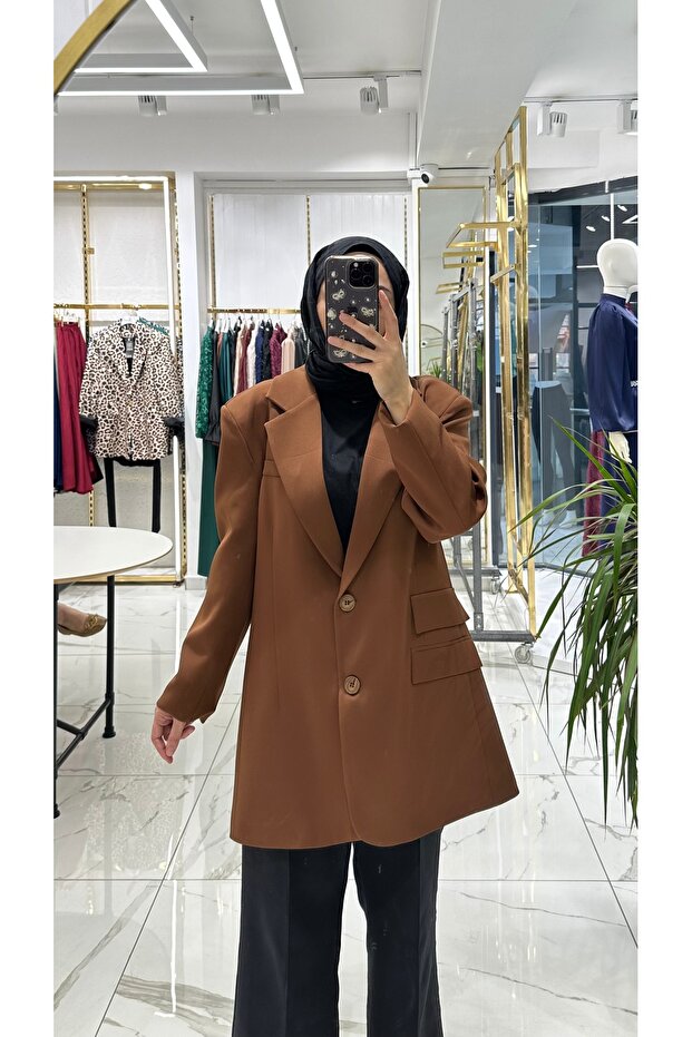 Çift kapak cepli  blazer ceket - 3