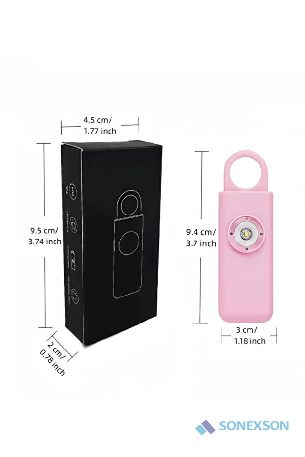Kişisel Güvenlik Alarmı 130 db Yüksek Sesli, Işıklı, Şarj Edilebilir – Anahtarlık - 3