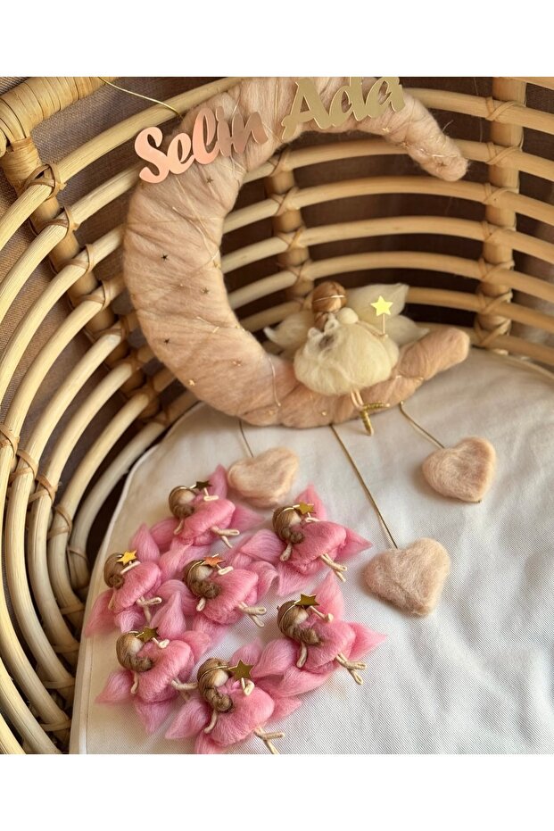 Bebek oda kapı süsü, keçe kapı süsü, peri bebek, ay kapı süsü - 2