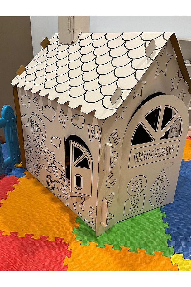 Kolix Çocuklar İçin Karton Boyama Evi - Pastel Boya Hediyeli - 7