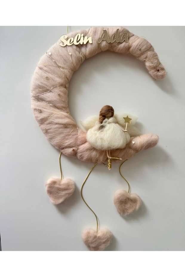 Bebek oda kapı süsü, keçe kapı süsü, peri bebek, ay kapı süsü - 4