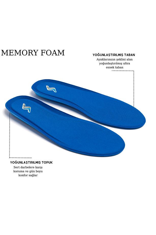 Memory Foam Ayakkabı Tabanlığı Ortapedik Yastıklı Unisex 100 Model Tabanlık Mavi - 1