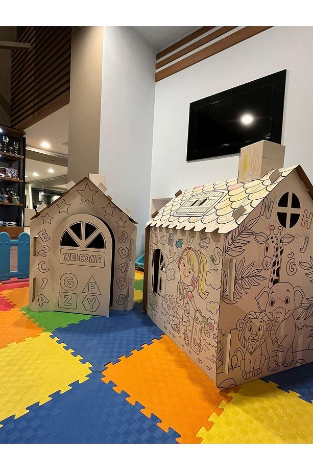 Kolix Çocuklar İçin Karton Boyama Evi - Pastel Boya Hediyeli - 6