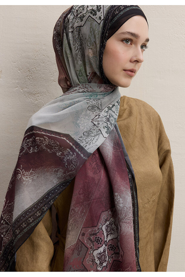 شال كريب حريري، نمط لحاء الشجر - 3