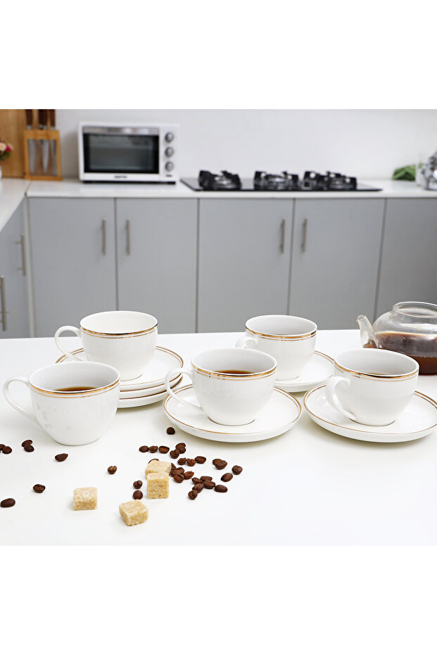12Pcs New Bone Cups with Saucer Set