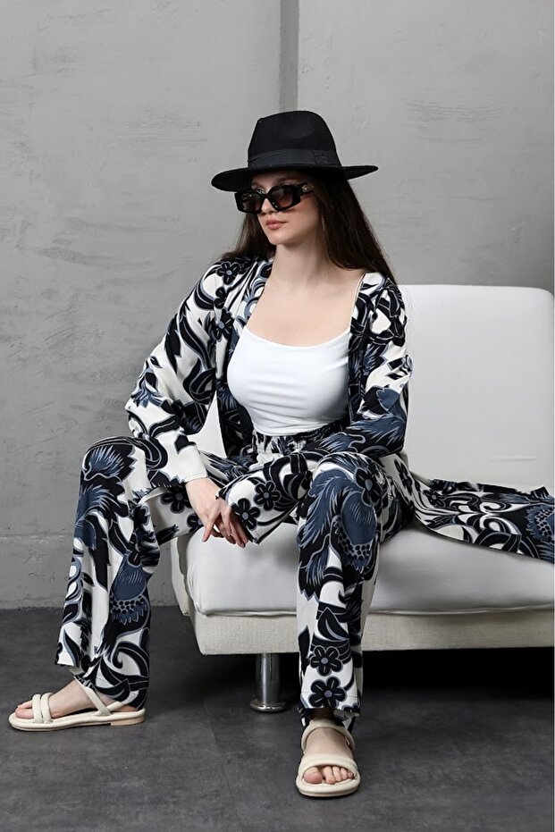 Patterned Multi Kimono Bottom-Top Set - 4