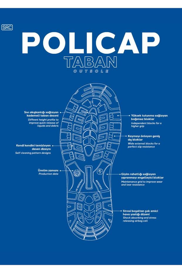 Policap 023 S3 SRC Vidala Deri Kompozit Burun Kevlar Ara Taban İş Botu - 6
