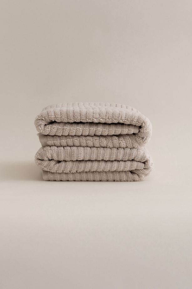 Ivory Bej Bordürlü Mikro Fiber %100 Pamuk 2Li Banyo Havlusu Seti 50 X 90 - 70 X 140 1104A - 3