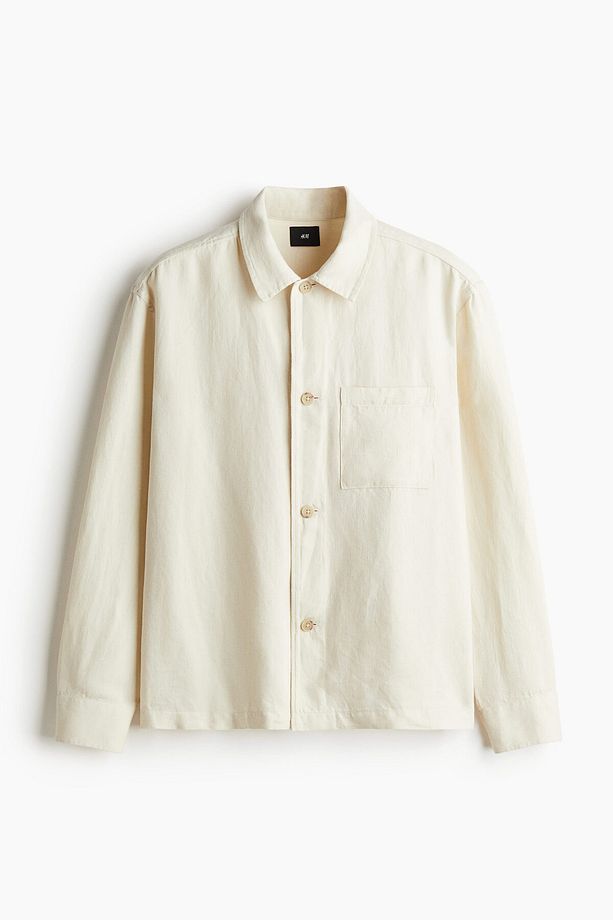 Keten Karışımlı Overshirt Gömlek Regular Fit - 5