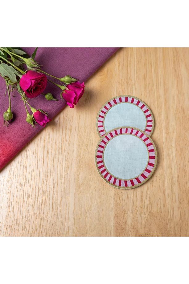 Kırmızı Pembe Pip Studio Love Birds Uyumlu Nakışlı Kokteyl Peçetesi - 2 Adet - 4