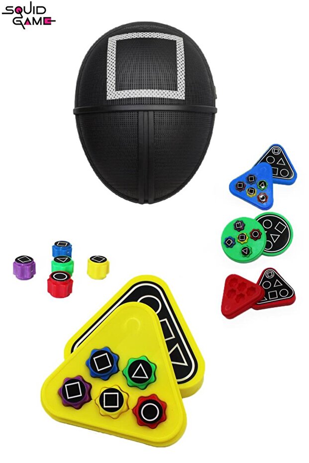 قناع مربع لعبة الحبار + لعبة الحبار المعبأة لعبة Gonggi Squid Game 5 Stone Toy Five Stone