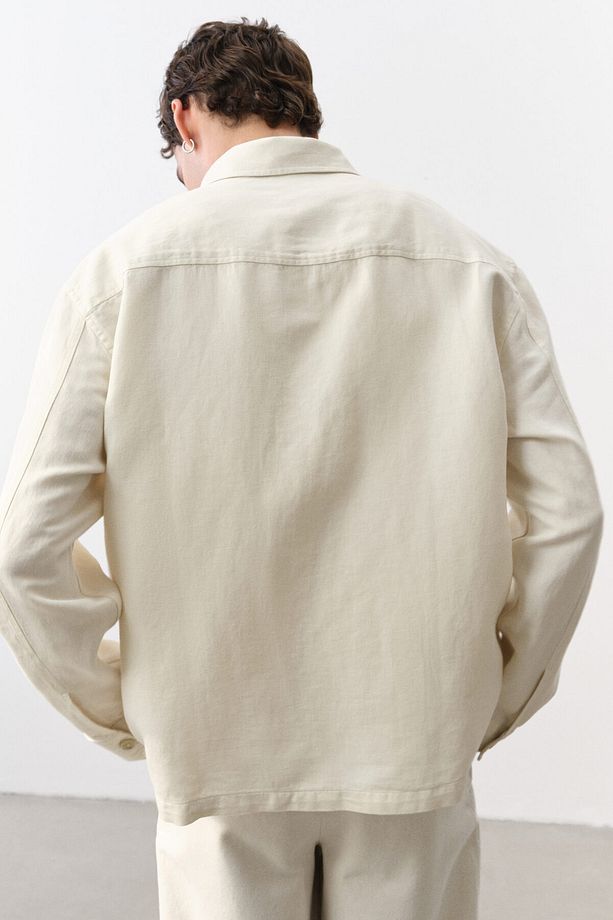 Keten Karışımlı Overshirt Gömlek Regular Fit - 2