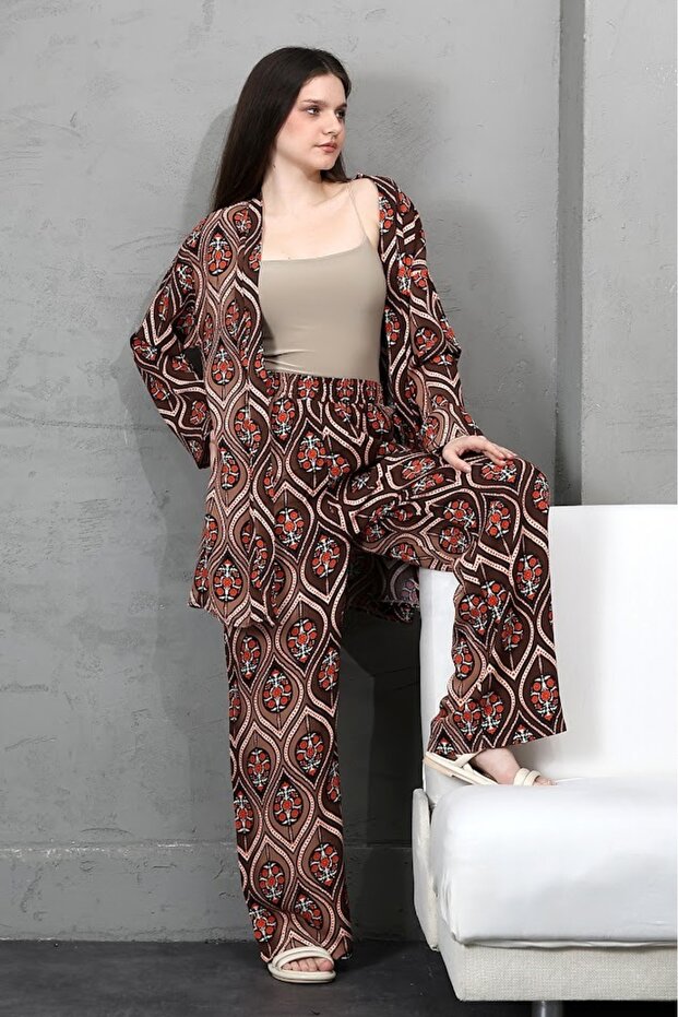 مجموعة كيمونو متعددة منقوشة من الأعلى إلى الأسفل - 3