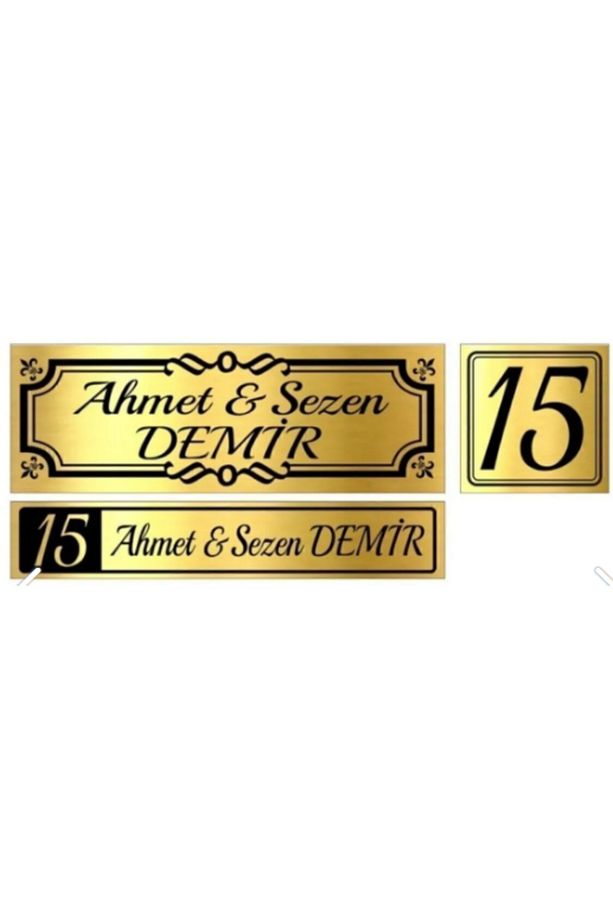 3'lü Set Kapı Isimliği, Kapı Numarası, Posta Kutusu Isimliği GOLD001 - 1