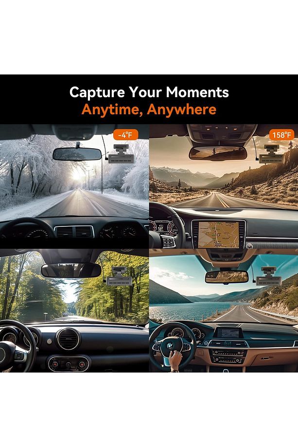 N1 Dual 1296P + 1080P Dash Cam Ön ve Arka Kamera, WiFi, Gece Görüşü, 24 Saat Park İzleme - 3