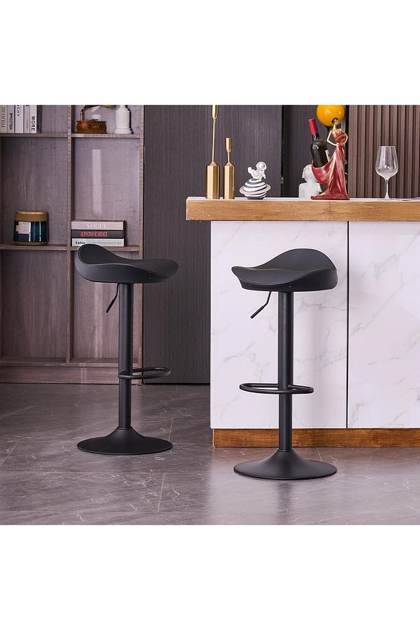 2'li Ayarlanabilir Döner Bar Taburesi Modern Tasarım, PU Deri & Metal - 4