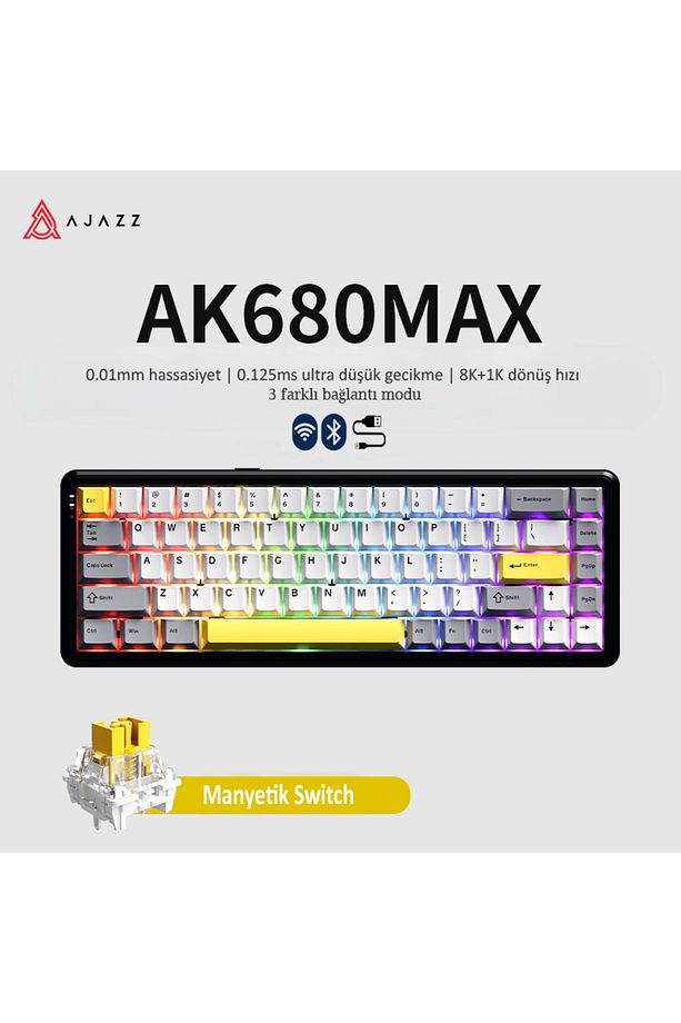 Ak680 Max Kablosuz Manyetik Switch Mekanik Oyun Klavyesi-rapid Trigger-0.125 Ms Gecikme - 1