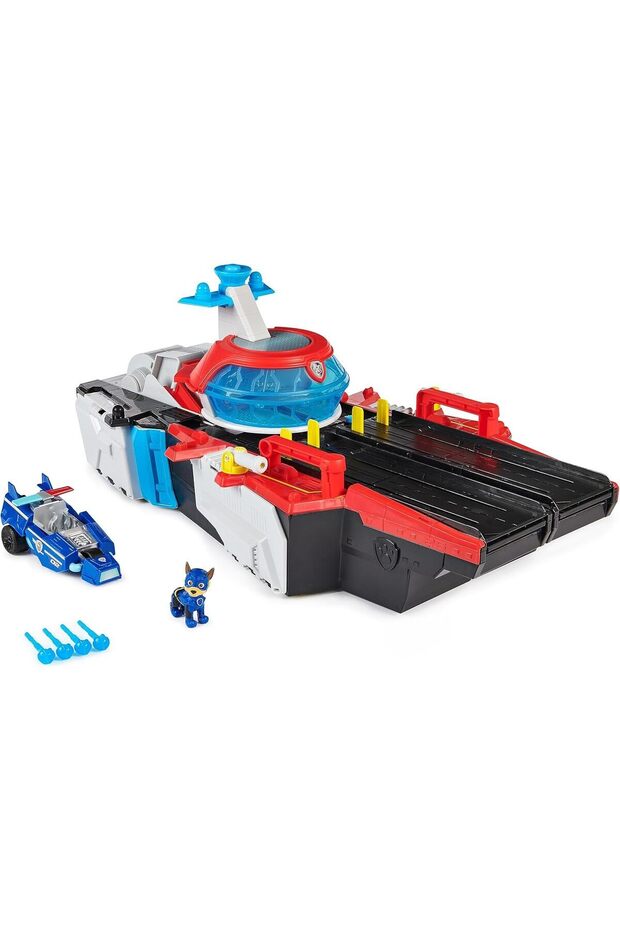 PAW PATROL: The Mighty Movie Marine Headquarters Playset with Chase Toy Figure and Superhero Vehicle