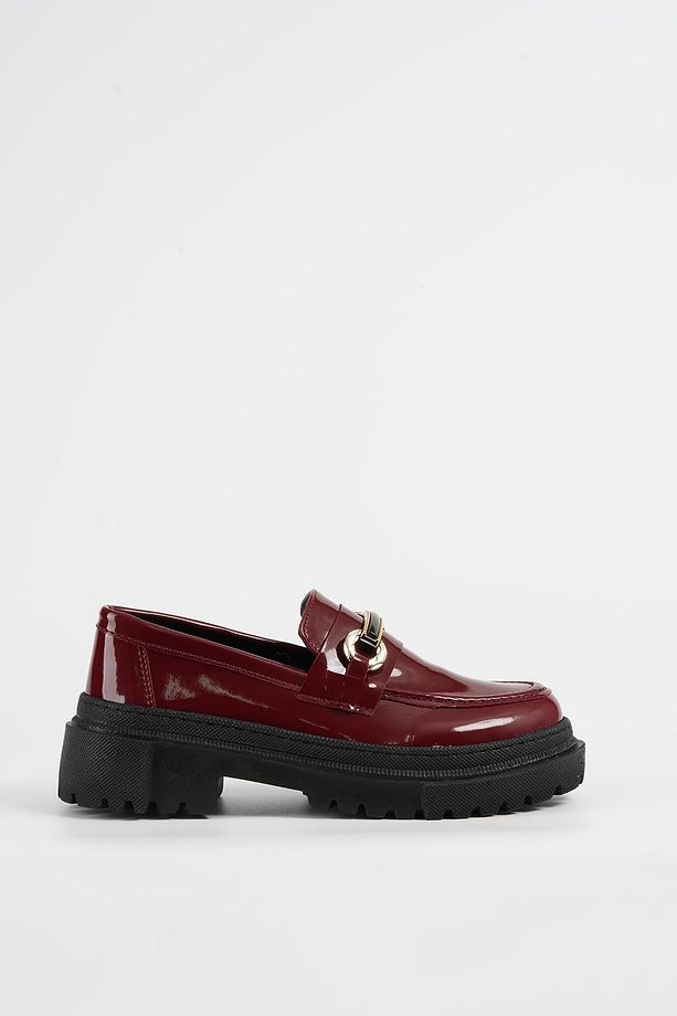 Kadın Bordo Rugan Bantlı Gc Kalın Taban Loafer Makosen Ayakkabı 4,5cm Byndlfrk02 - 8