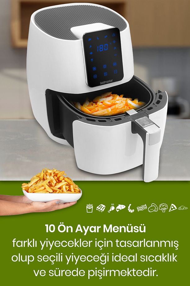 Avantajlı İkili Set Paketi Dokunmatik Airfryer Sıcak Hava Fritözü Geniş Hazneli  Türk Kahve Makinesi - 4