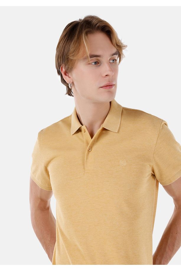 Regular Fit Polo Yaka Erkek Sarı Polo Kısa Kol - 4
