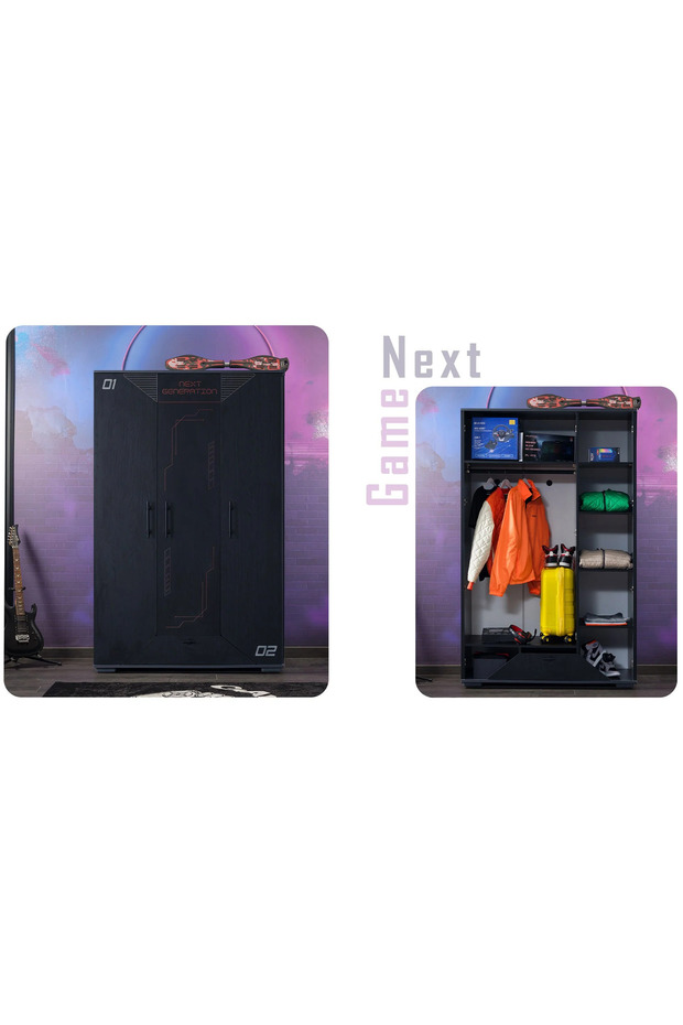 Next Game Genç Odası ( 3 Kapaklı Dolap (Lite) + 100*200 Karyola + Çalışma Masası ) - 2