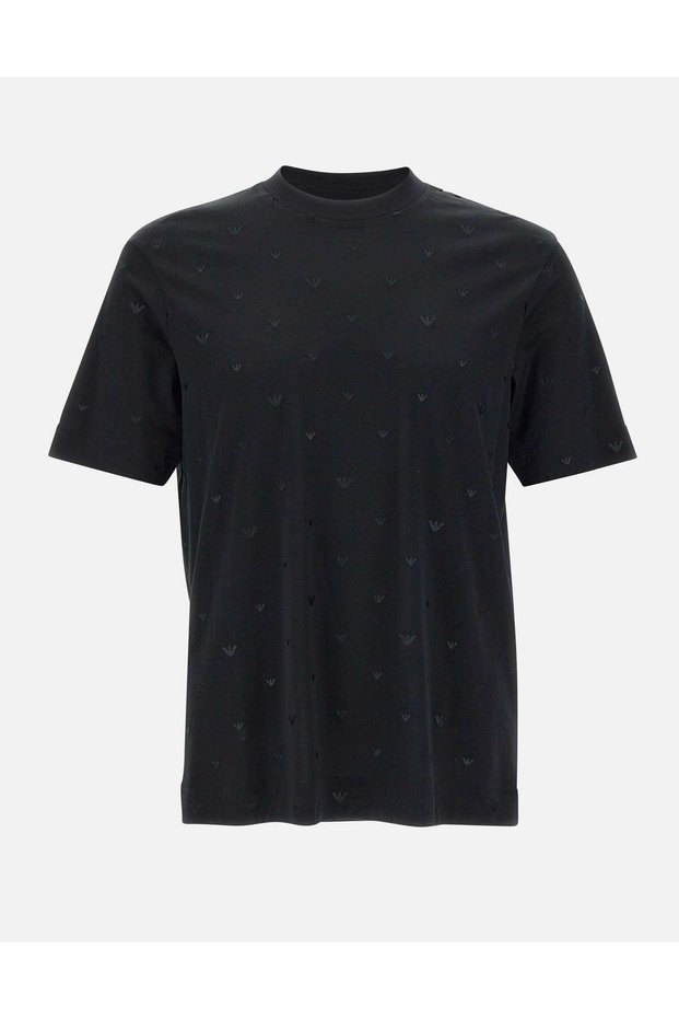 Men's Eagle Embroidered Regular Fit Round Neck Short Sleeve Black T-Shirt Em 001400 Af10017-Fc185