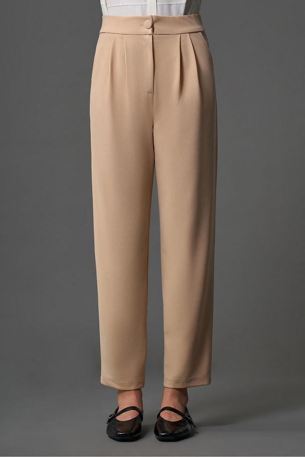 Basic Örme Krep Bej Pantolon - 2