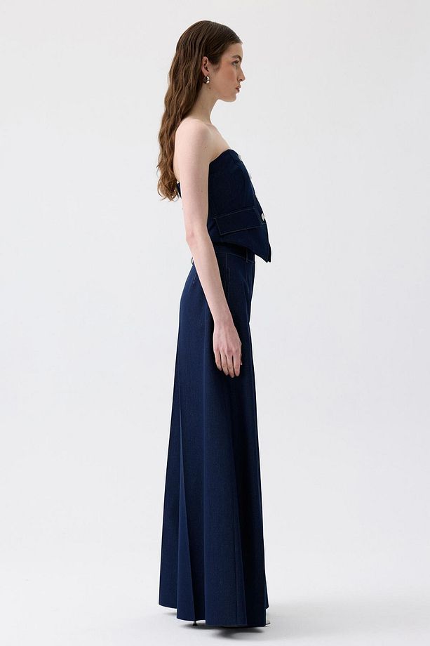 İspanyol Paça Denim Lacivert Pantolon - 5