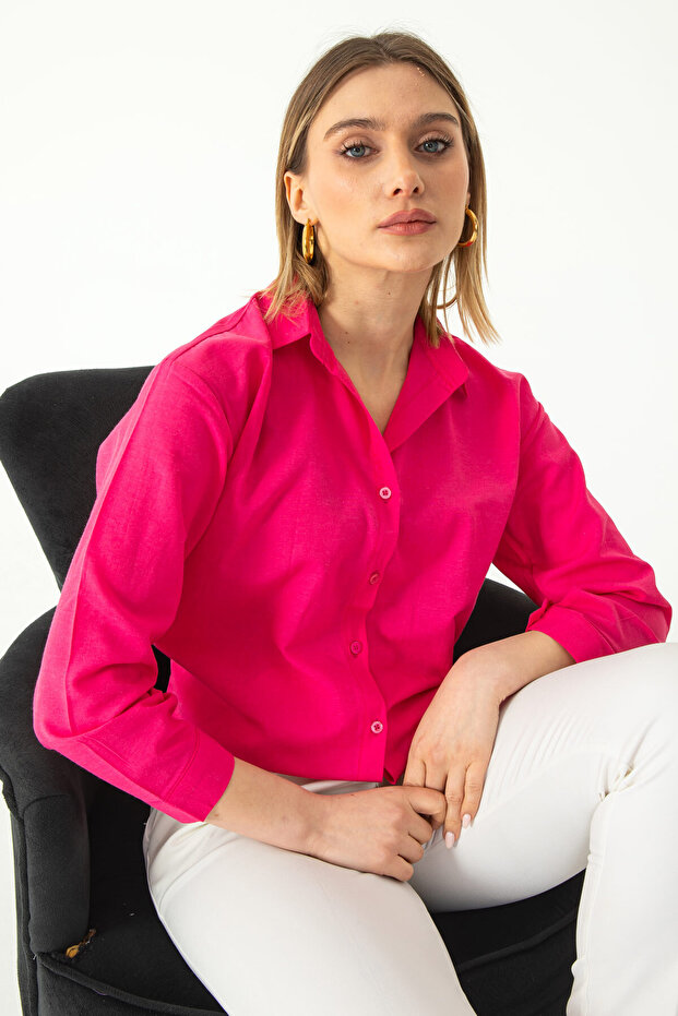 Pink Oxford Poplin Fabric Relaxed Fit Shirt 1500072