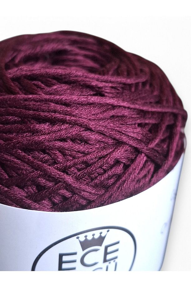 Bordo renkli %50 bambu, %50 koton (pamuk) el örgü ipi (200 gr.) - 3