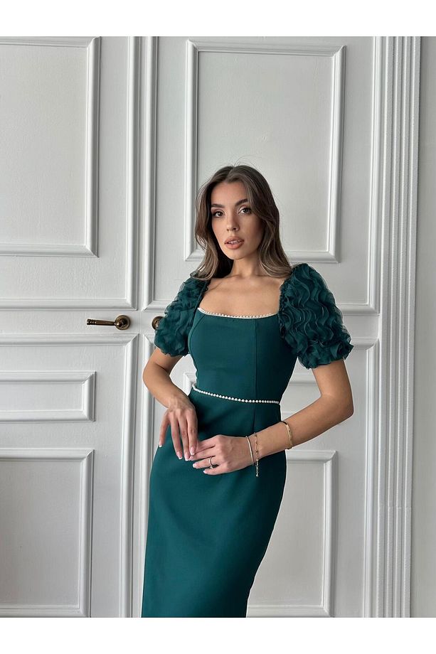 Lisa İnci Detay Midi Elbise - 3