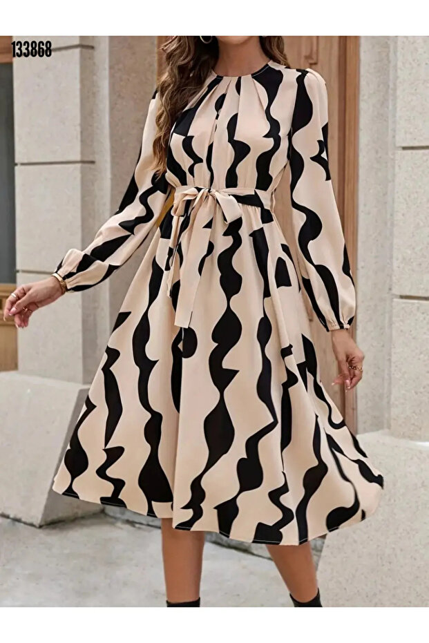 Geometrik desen seten elbise - 4