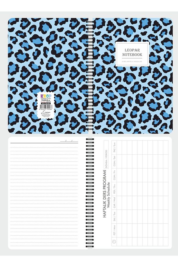 17x24 Spiralli Leopar Desen Karton Kapaklı Okul Defteri 80 Yaprak 4'lü Set Çizgili-ders Proglamlı - 6