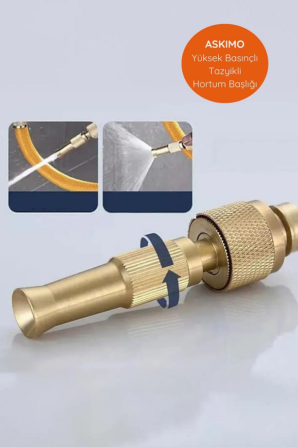 Tazyikli Su Püskürtme Bahçe Sulama Püskürtme Hortum Başlığı Yüksek Basınçlı Ayarlanabilir Gold - 3