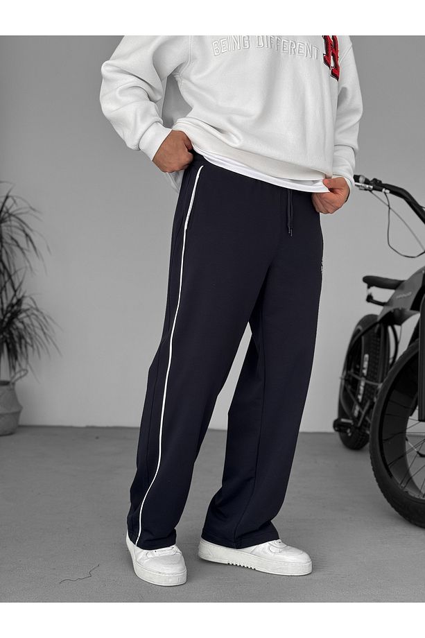 Lacivert Authentic Nakışlı Boru Paça Eşofman PM-009 - 2