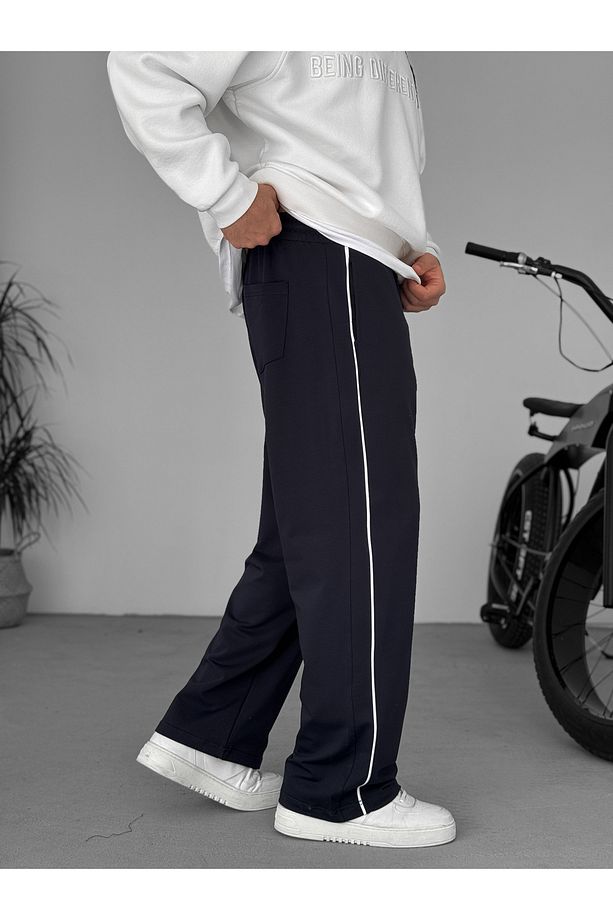 Lacivert Authentic Nakışlı Boru Paça Eşofman PM-009 - 3