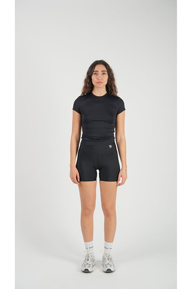 تي شيرت أسود مناسب طويل مناسب - 1