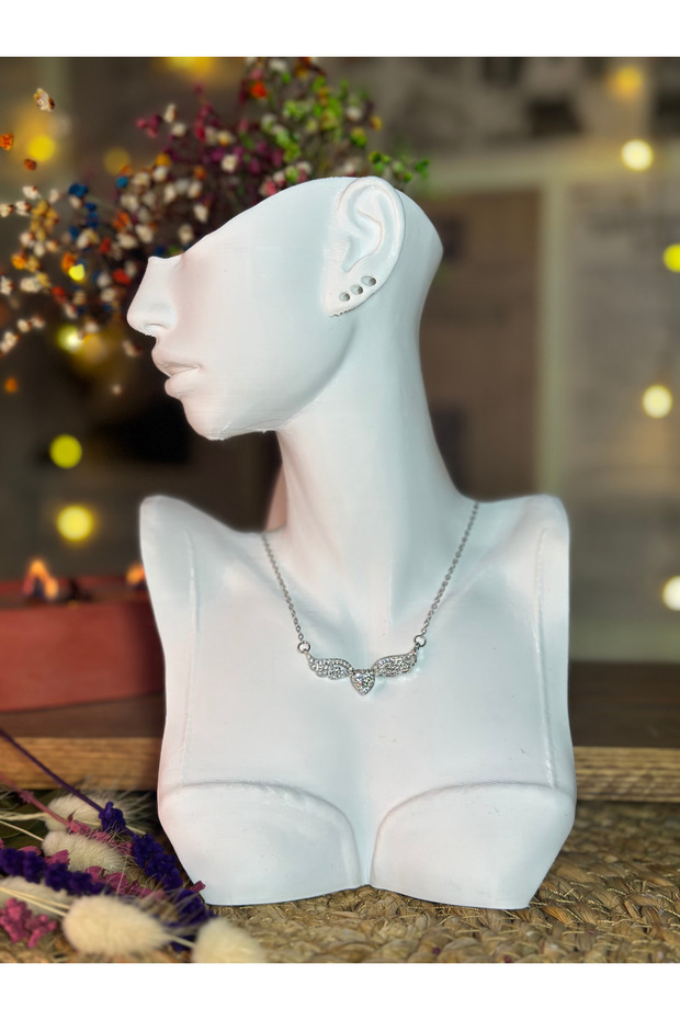 Kanatlı Kalp Çelik Kolye - 1