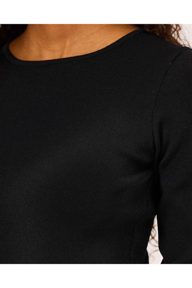 Sıfır Yaka Bel Boy Triko Kazak - 5