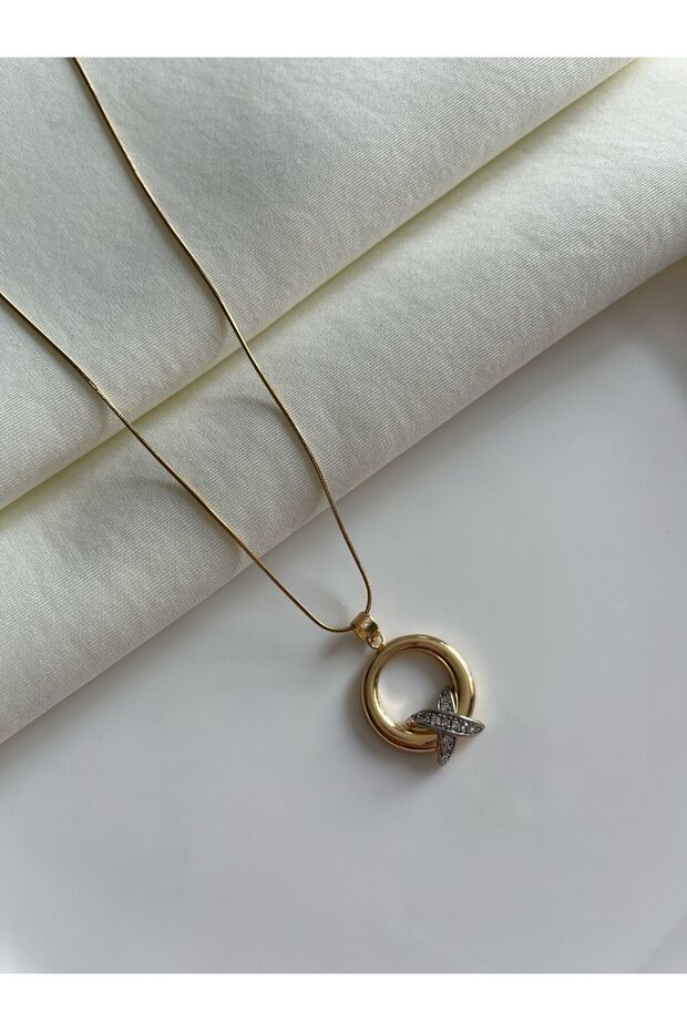 Zircon Stone Design Steel Necklace