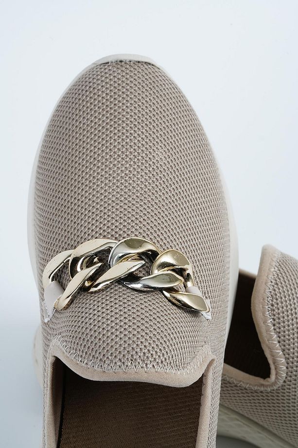 Kadın Bej Zincirli Sneaker 4cm Byndsnkk04 - 6