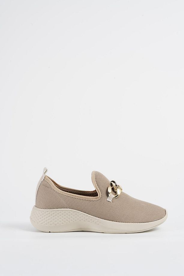 Kadın Bej Zincirli Sneaker 4cm Byndsnkk04 - 8