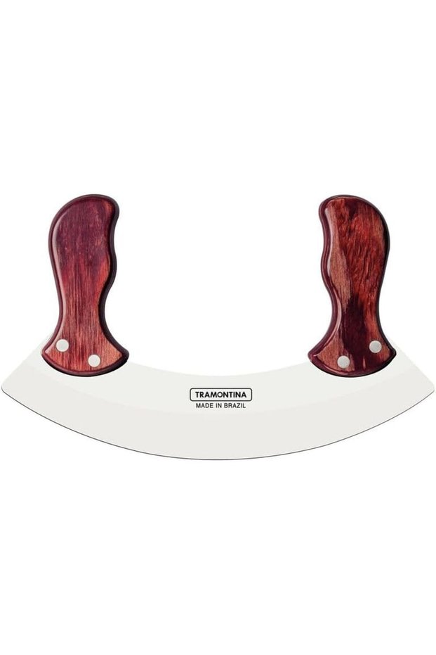 Since 1911, Made In Brazil - Polywood Mezzaluna Chopper & Mincing Knife With Stainless Steel Blade