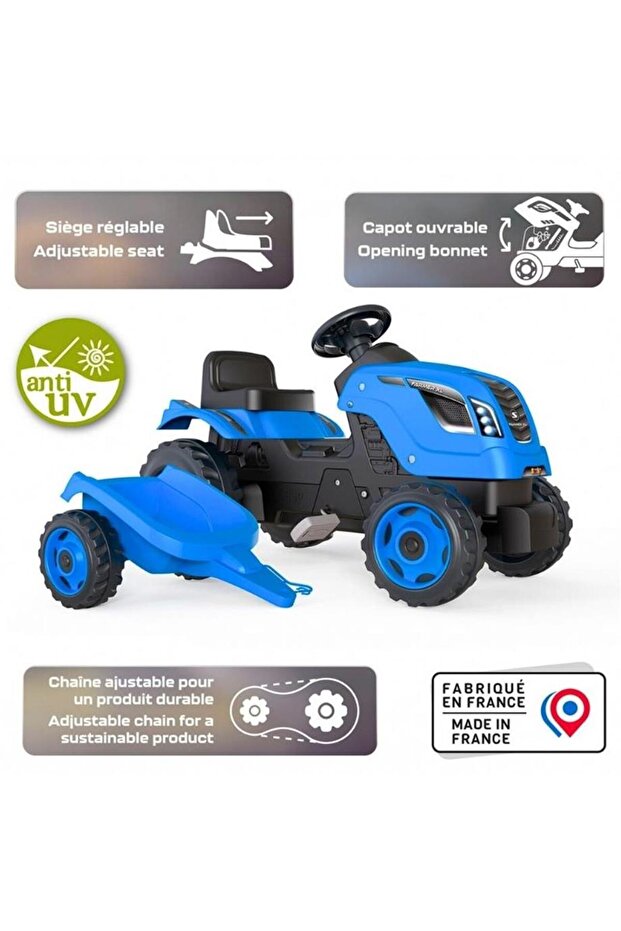 Xl Römorklu Pedallı Traktör - Mavi - 2