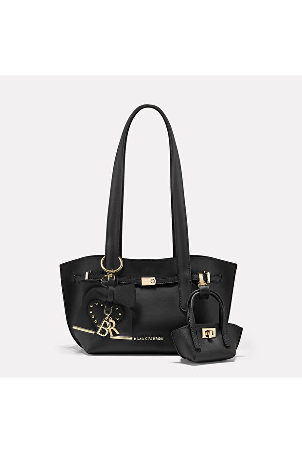 Midi Size Women's Black Tote Bag - Dora