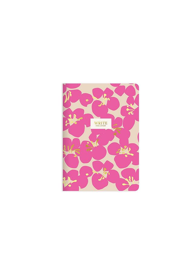 A5 Çizgili Sert Kapak Write For A Start Defter - Pembe Çiçekler - 1
